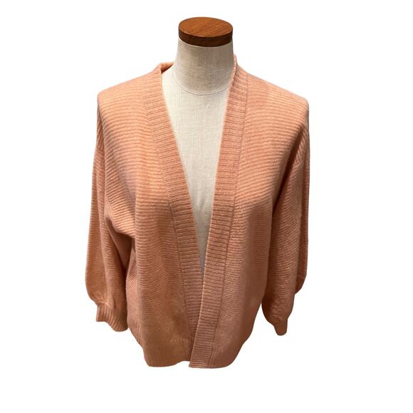 Naadam Ribbed Cocoon Cashmere Cardigan Sweater Desert Pink L - Picture 8 of 13